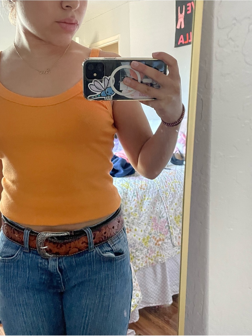 Women’s Orange Tank Top – Ribbed Scoop Neck